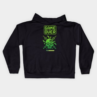 Game over green retro oldschool Kids Hoodie